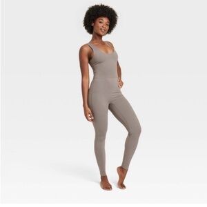 all in motion Taupe Scoop-Neck Jumpsuit with Slim Legs